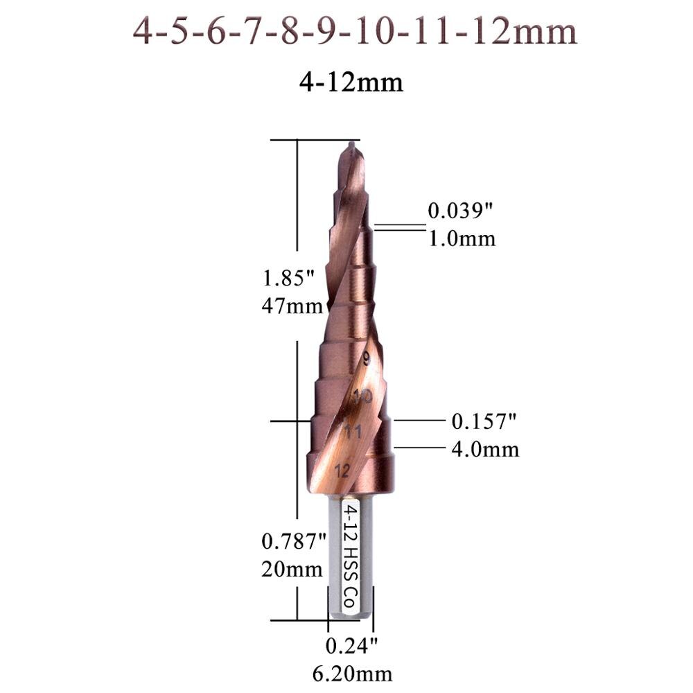 M35 5% Cobalt HSS Step Drill Bit HSS CO High-Speed Steel Cone Triangle Shank Metal Drill Bits Tool Set Hole Cutter For Stainles - KiwisLove