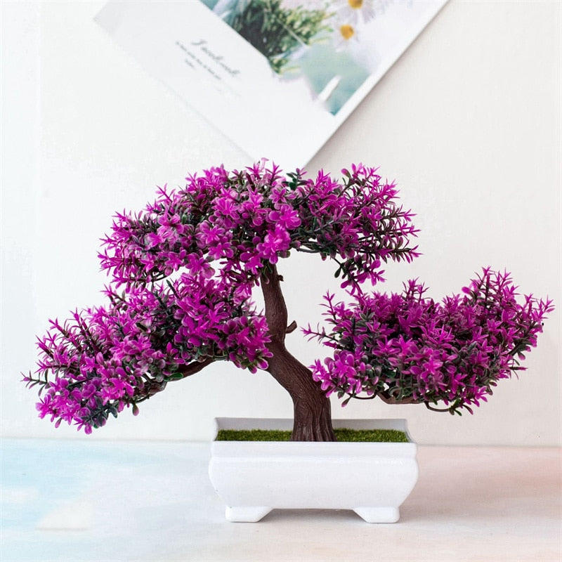 Artificial Plastic Plants Bonsai Small Tree Pot Fake Plant Potted Flower Home Room Table Decoration Garden Arrangement Ornaments - KiwisLove