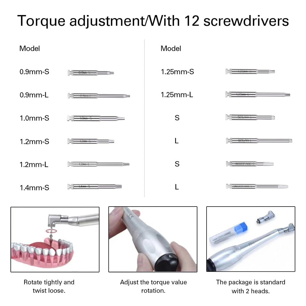 Azdent Dental Handpiece Universal Implant Torque With Drivers Wrench Latch Head For Screwing Prosthetic Components - KiwisLove