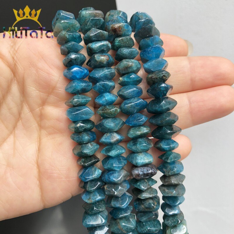 Irregular Blue Apatite Beads Natural Special Cut Genuine Stone Loose Spacer Beads For Jewelry DIY Making Bracelets 15&#39;&#39; 7.5&#39;&#39;