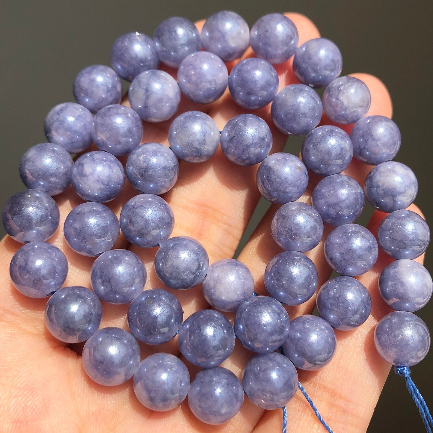 Natural Stone Pink Purple Blue Angelite Morganite Round Beads For Jewelry Jade Beads Making DIY Handmade Bracelet Neckalce 15&#39;&#39; - KiwisLove