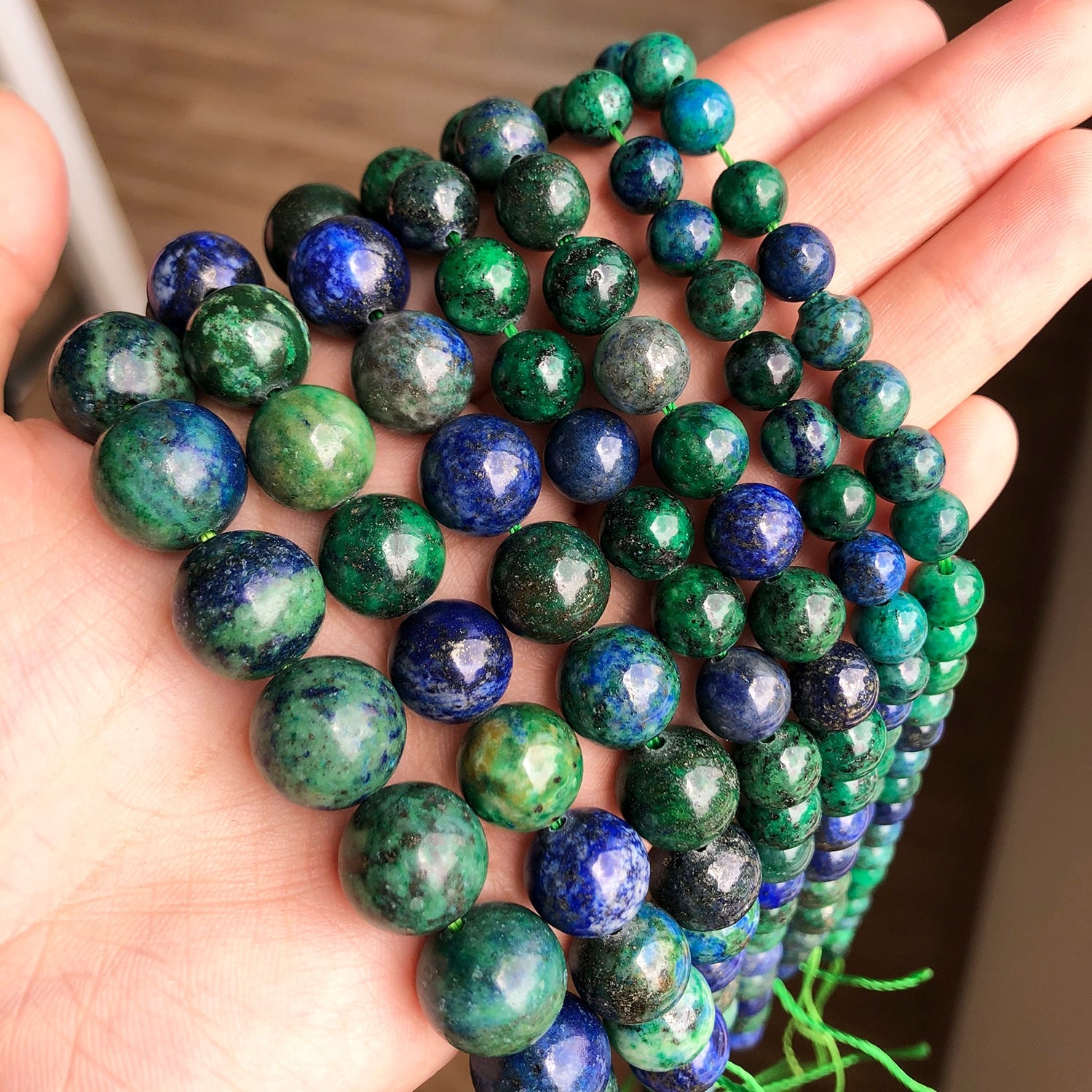 Natural Lapis Lazuli Malachite Azurite Agat Stone Beads For Jewelry Making Needlework DIY Bracelet Necklace 15'' 6 8 10 12mm - KiwisLove