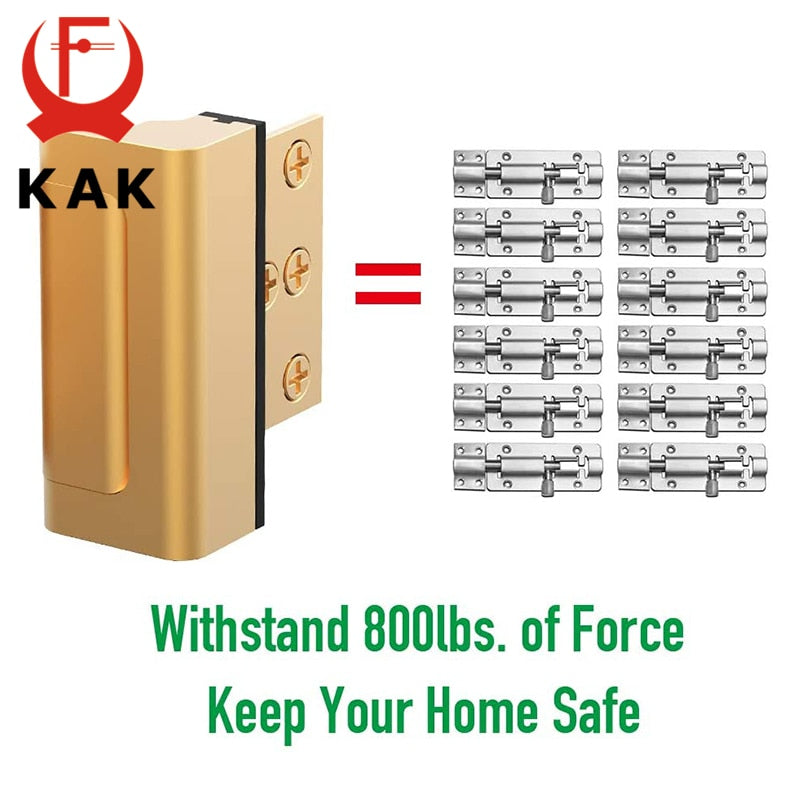 KAK Home Security Door Lock Childproof Door Reinforcement Lock with 3" Stop Withstand 800 lbs Upgrade Lock Defender Hardware - KiwisLove