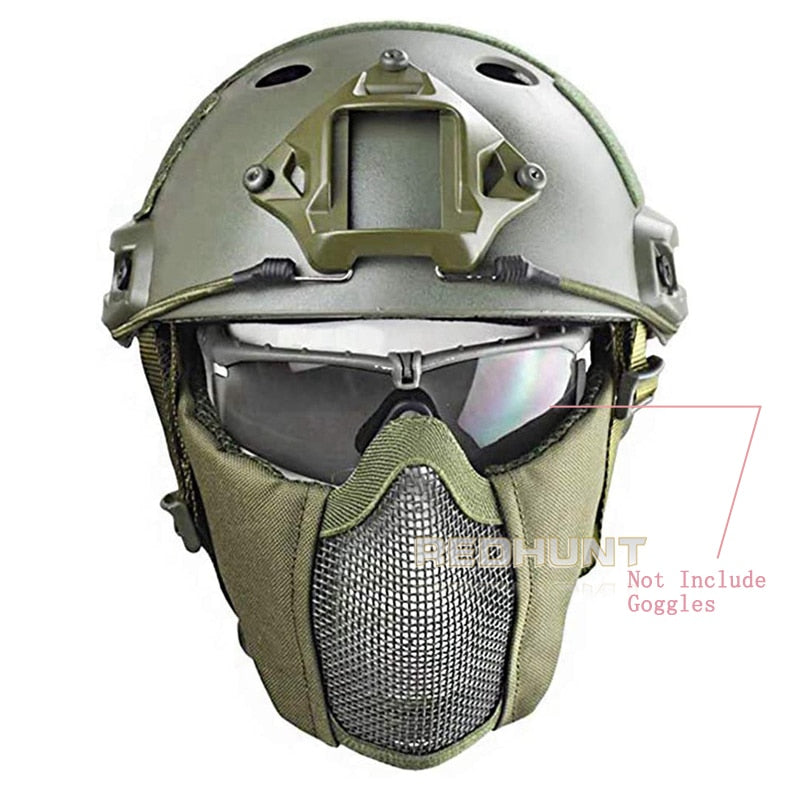 Tactical Helmet Mask Cs Airsoft Paintball Army War Game Motorcycle Hunting Solid Color Fast Helmet - KiwisLove