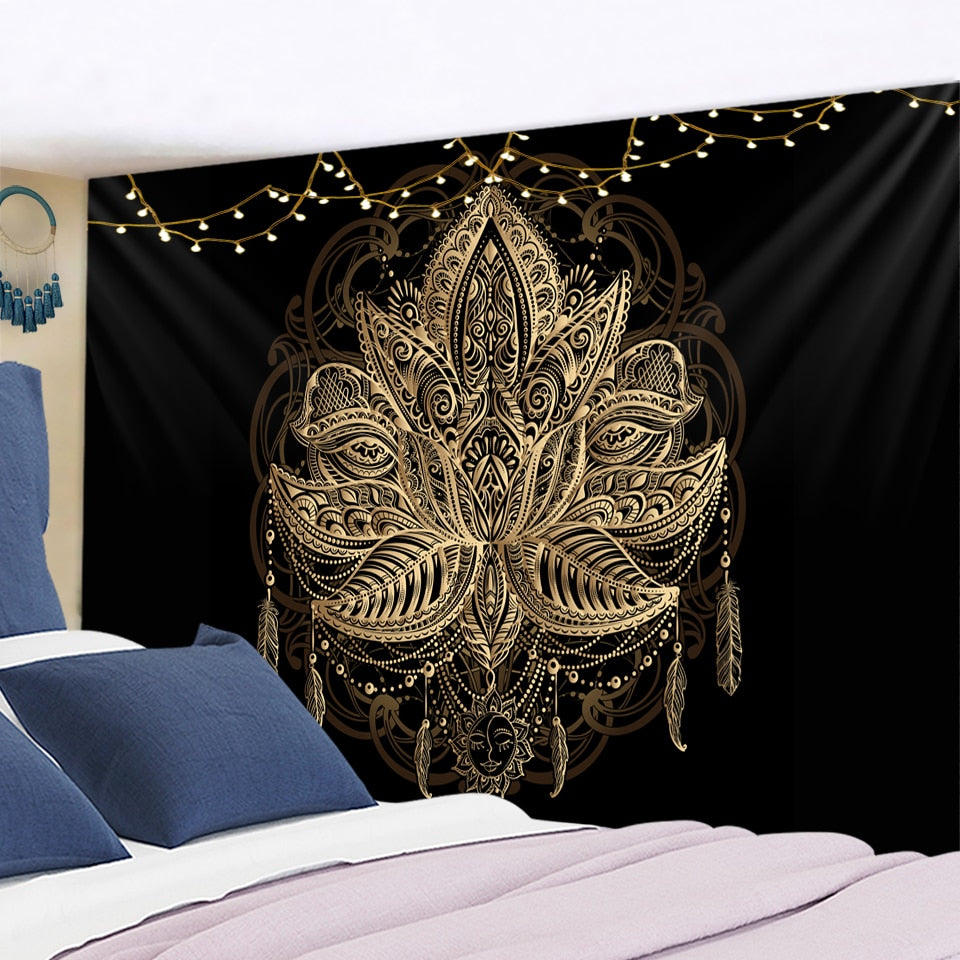 Psychedelic Wall Tapestry Boho Mandala Moon Tapestry Wall Hanging Hippie Sun Tapestry Wall Art Decor for Bedroom Living Room - KiwisLove