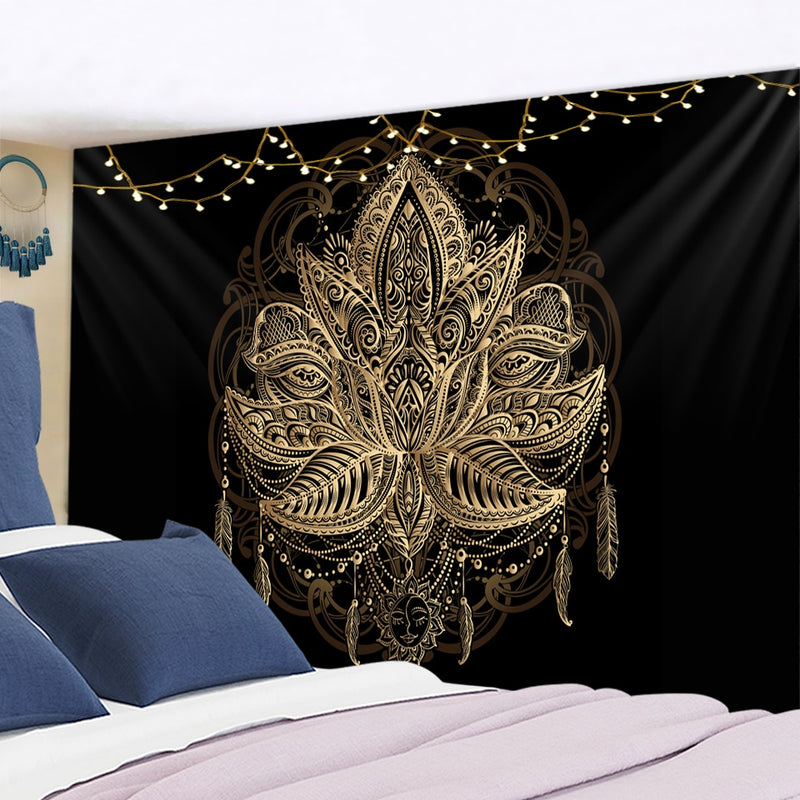 Psychedelic Wall Tapestry Boho Mandala Moon Tapestry Wall Hanging Hippie Sun Tapestry Wall Art Decor for Bedroom Living Room - KiwisLove
