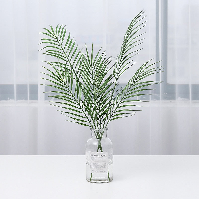 Palm Artificial Green Plants Plastic Leaves Fake Plants for Home Wedding Living Room Balcony Table Decoration Scattered Foliage - KiwisLove