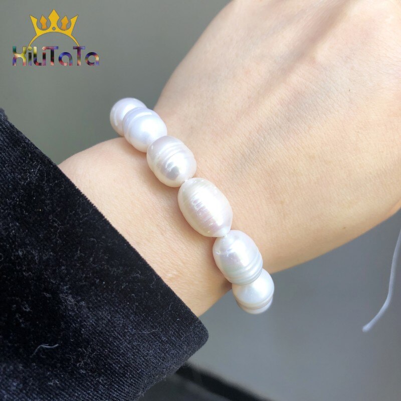 11-12mm Natural White Freshwater Pearl Beads Oval Shape Pearls Spacer Beads For Jewelry Making DIY Bracelet Accessories 15&#39;&#39; - KiwisLove