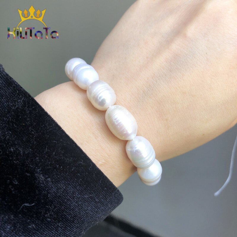 11-12mm Natural White Freshwater Pearl Beads Oval Shape Pearls Spacer Beads For Jewelry Making DIY Bracelet Accessories 15&#39;&#39;