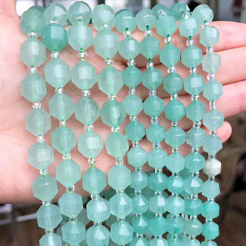 Natural Faceted Green Aventurine Jades Stone Beads OIive Shape Loose Stone Beads For Jewelry DIY Making Bracelet Accessories - KiwisLove