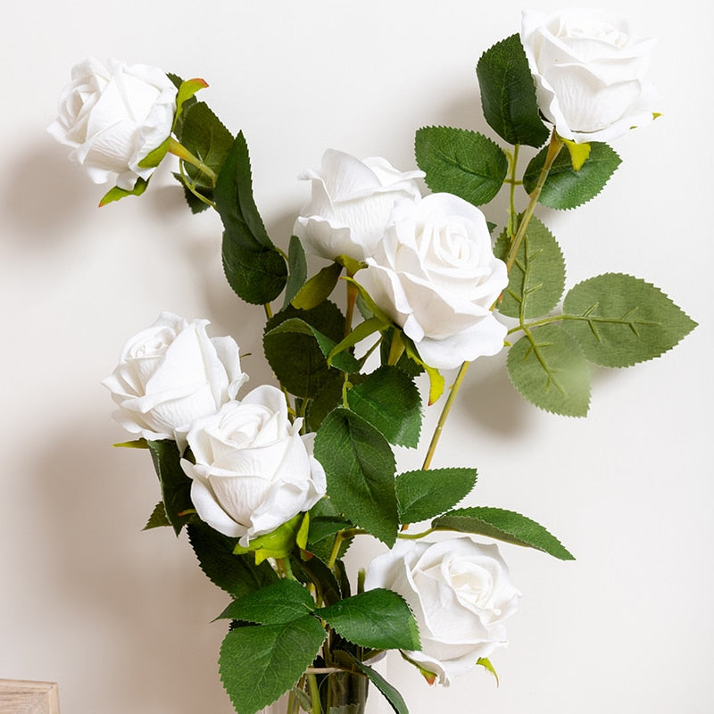 1pc/5pcs Romantic Artificial Flowers Silk Rose Long Branch Bouquet  Wedding Home Wreath Decor Fake Flowers Valentine&#39;s Day Gifts - KiwisLove