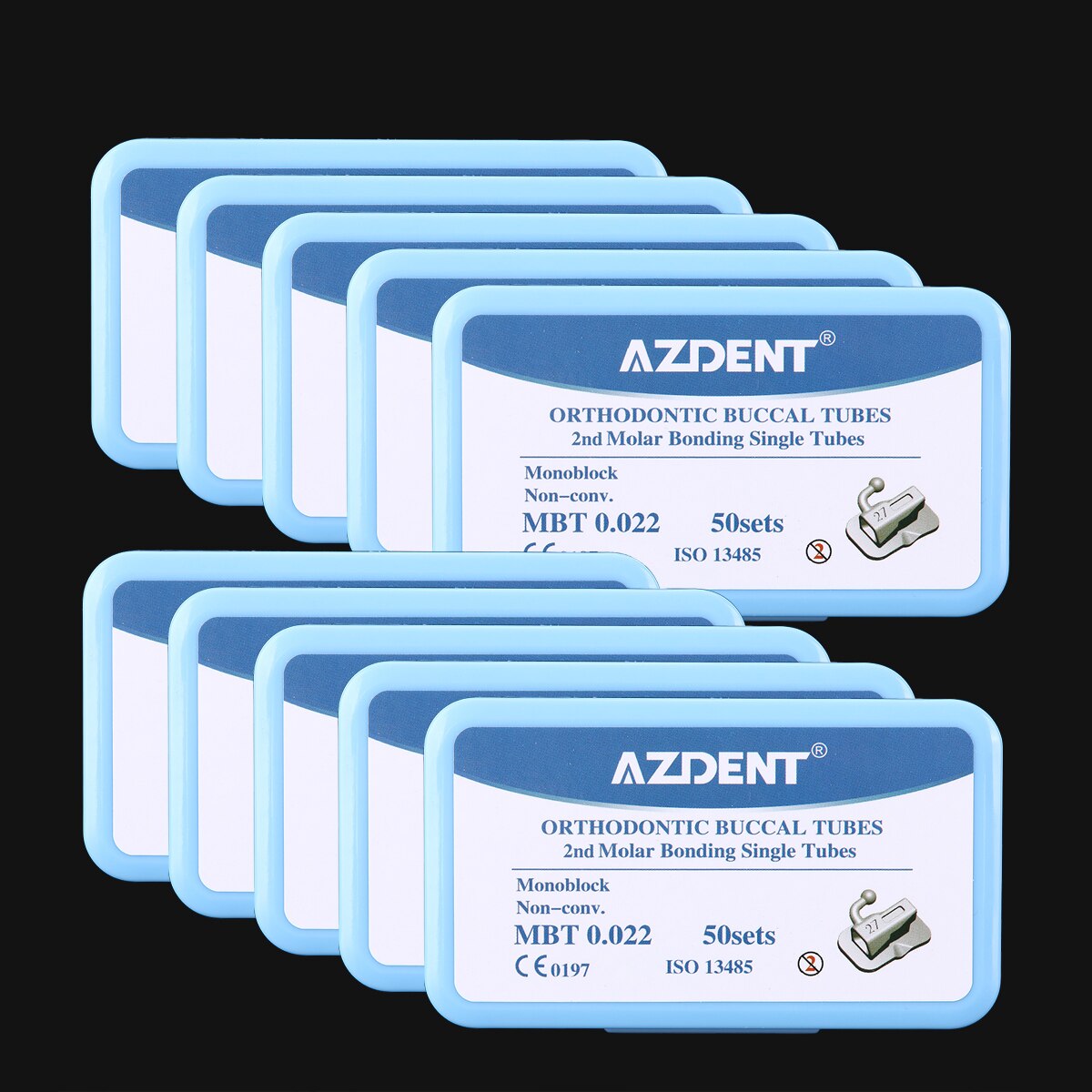 200Pcs=50Sets /BOX  Dental Buccal Tube AZDENT 1st/2nd Molar Bondable Monoblock Non-Convertible Single MBT/Roth 022/018 U/1L/1 - KiwisLove