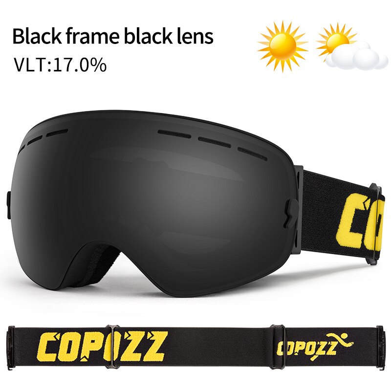 COPOZZ Brand Professional Ski Goggles Double Layers Lens Anti-fog UV400 Big Ski Glasses Skiing Snowboard Men Women Snow Goggles - KiwisLove