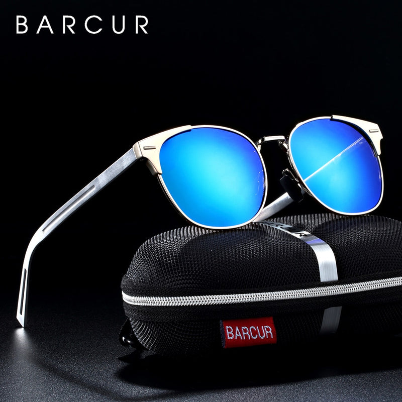 BARCUR Aluminium Magnesium Sunglasses Round Glasses for Men Punk  lunette de soleil femme - KiwisLove