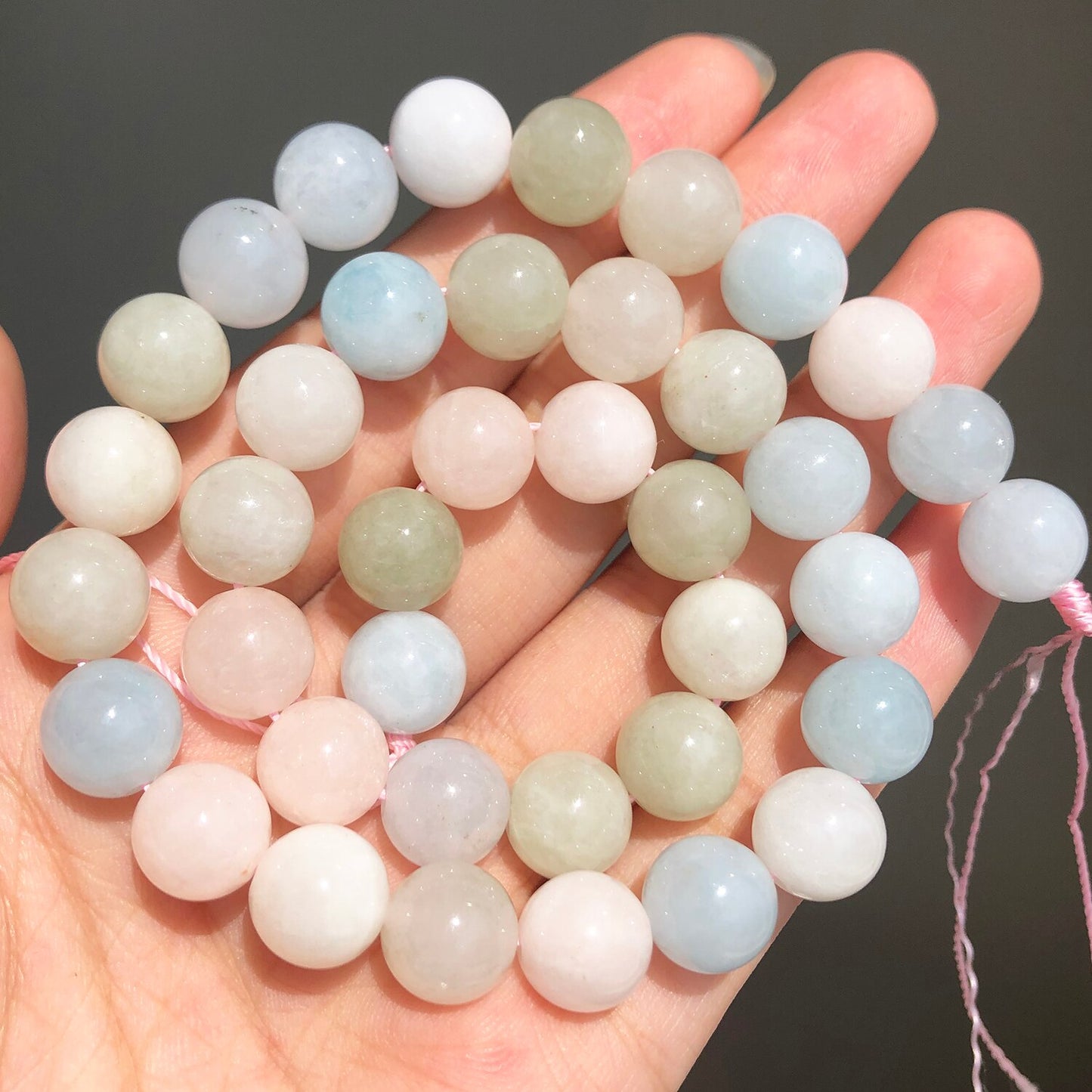 Natural Stone Pink Purple Blue Angelite Morganite Round Beads For Jewelry Jade Beads Making DIY Handmade Bracelet Neckalce 15&#39;&#39; - KiwisLove