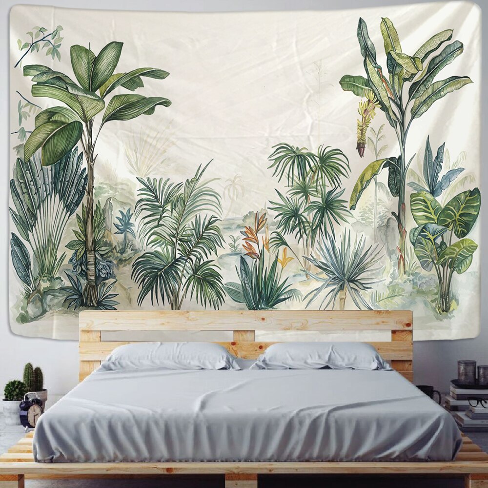 Tropical Plant Printed Tapestry Wall Hanging Nordic Ins Home Living Room Bedroom Fabric Hanging Painting Background Decoration - KiwisLove