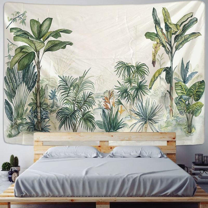 Tropical Plant Printed Tapestry Wall Hanging Nordic Ins Home Living Room Bedroom Fabric Hanging Painting Background Decoration - KiwisLove