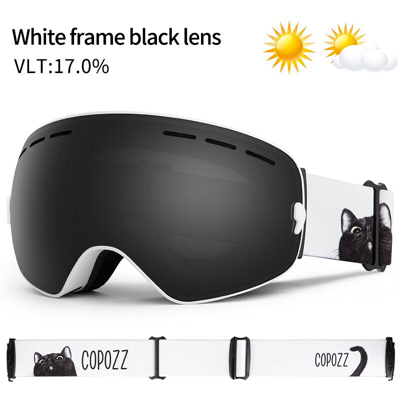 COPOZZ Brand Professional Ski Goggles Double Layers Lens Anti-fog UV400 Big Ski Glasses Skiing Snowboard Men Women Snow Goggles - KiwisLove