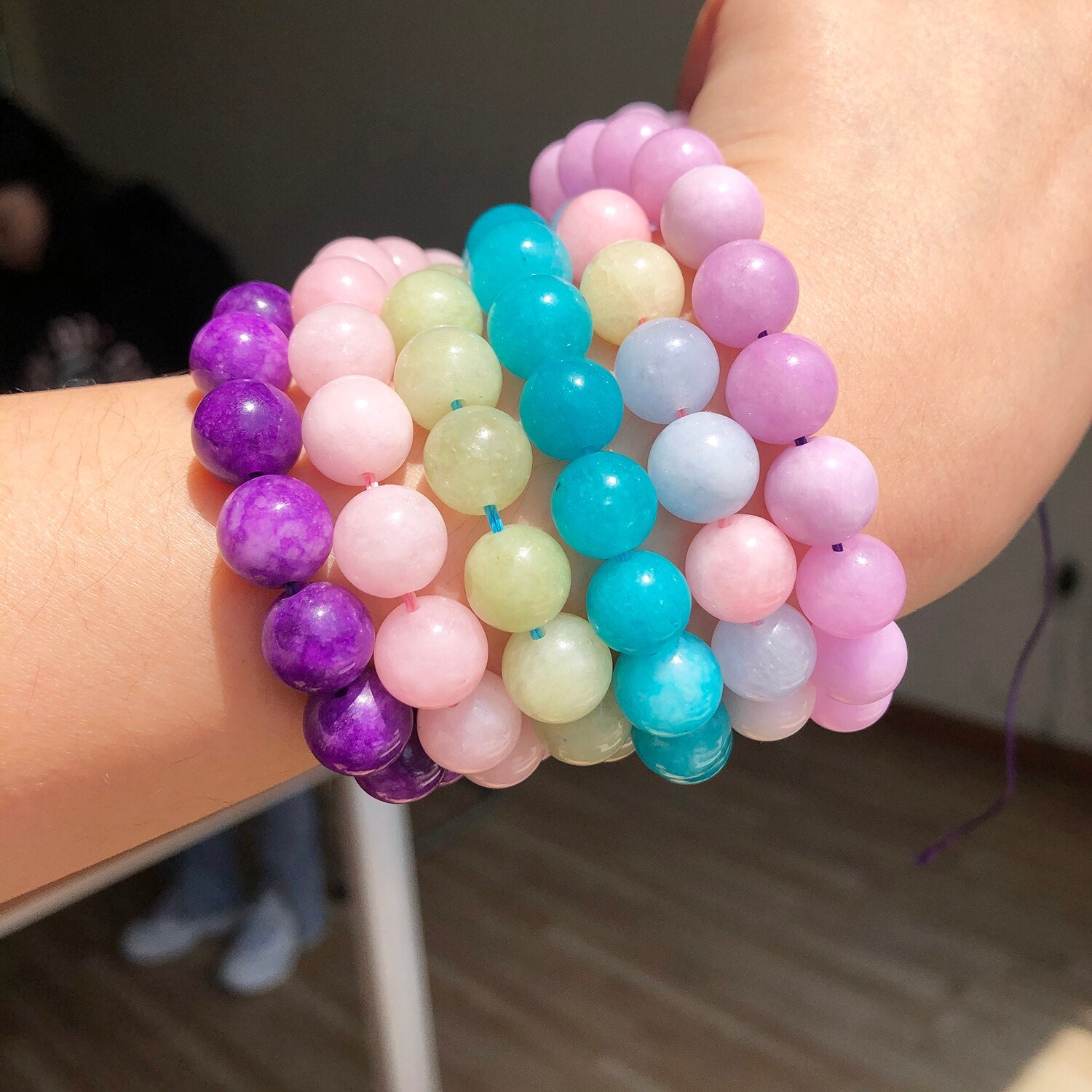 Natural Stone Colorful Morganite Jades Loose Round Spacer Beads 6 8 10mm For Jewelry DIY Making Bracelet Accessories 15inches - KiwisLove