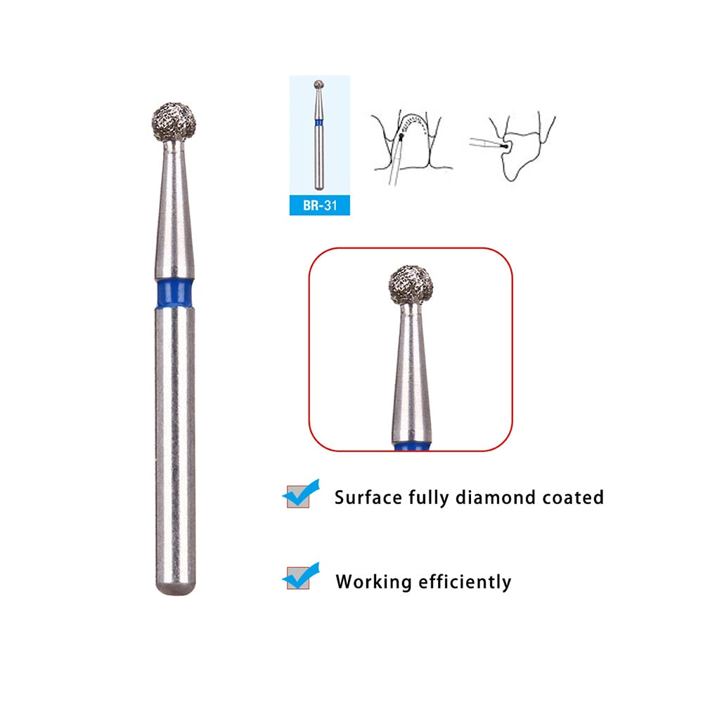 10pcs /2boxes AZDENT Dental Diamond Burs Drills Two Layer Diamond for High Speed Handpiece Dia.1.6mm - KiwisLove