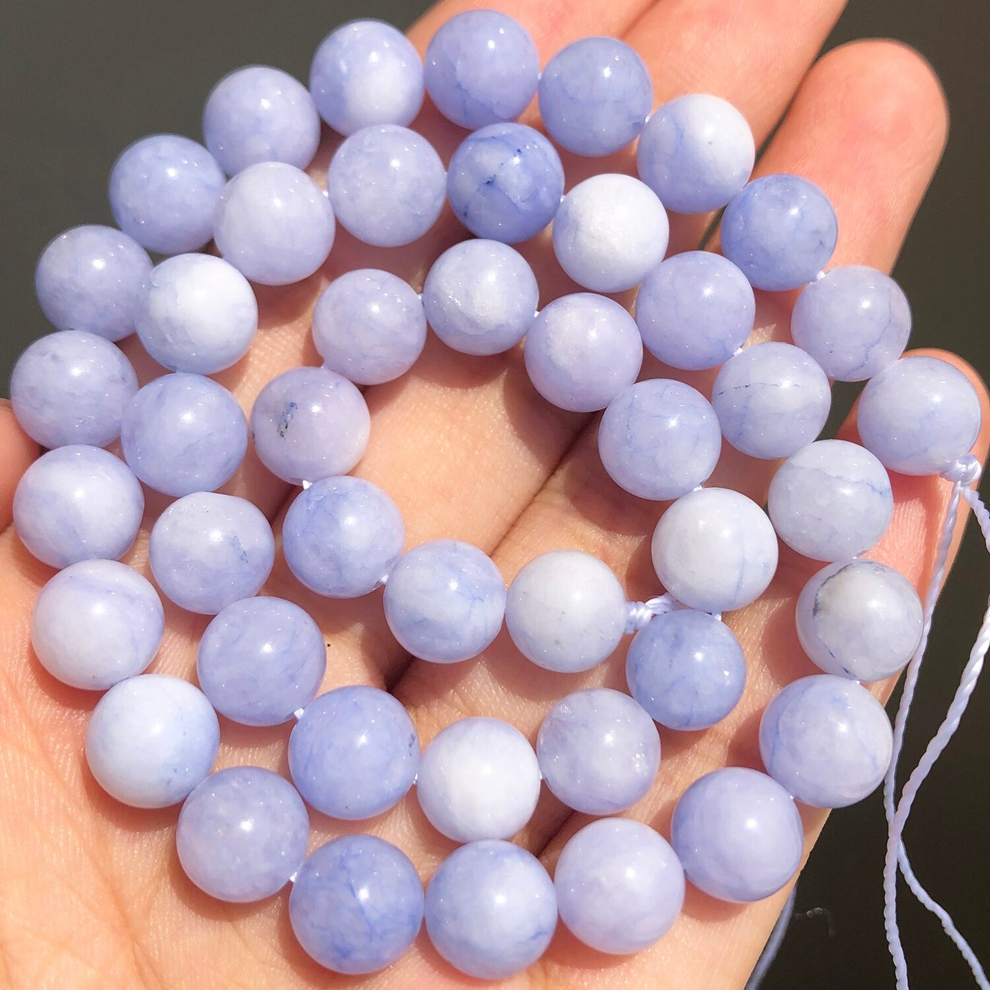 Natural Stone Pink Purple Blue Angelite Morganite Round Beads For Jewelry Jade Beads Making DIY Handmade Bracelet Neckalce 15&#39;&#39; - KiwisLove