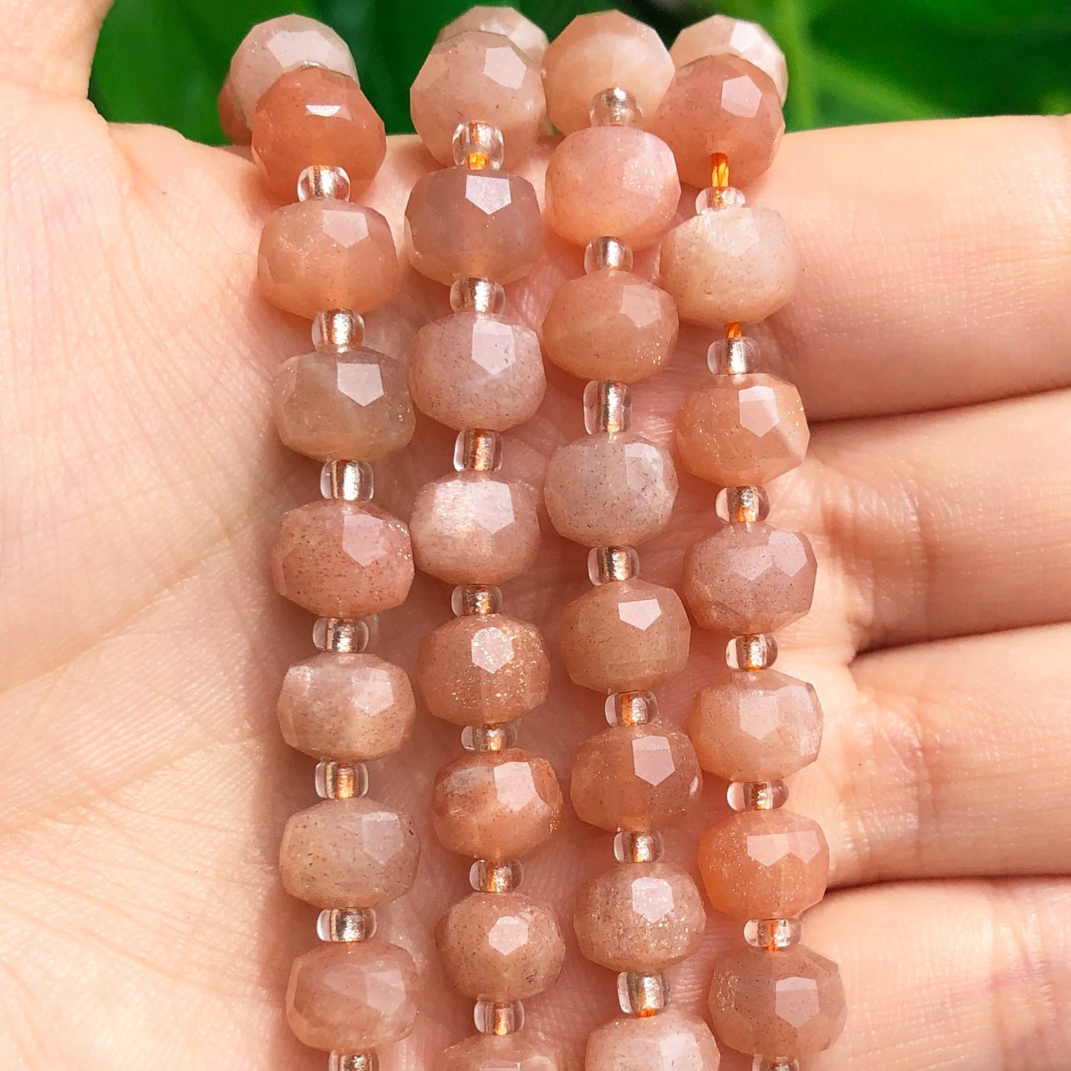 8*6mm Faceted Sunstone Gem Beads Column Shape Natural Loose Beads for Jewelry Making DIY Bracelet Accessories 7.5&#39;&#39;Inches - KiwisLove