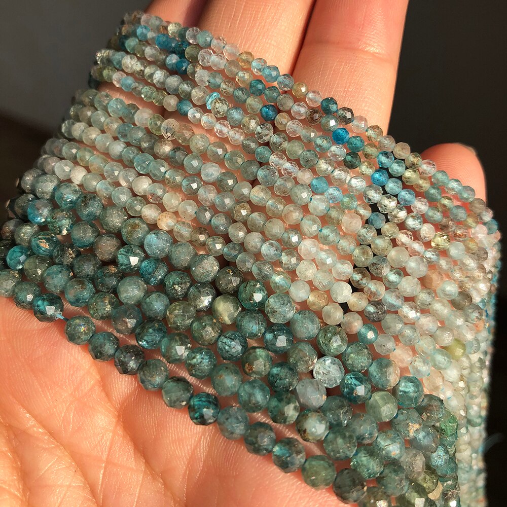 Natural Blue Apatite Stone Beads Faceted Kyanite Gem Loose Spacer Beads for Jewelry Making DIY Bracelet Earrings 15&#39;&#39; 2 3 4mm - KiwisLove