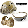 Tactical PJ Fast Helmet Hunting Paintball Half Face Mask Army War Game Motorcycle Helmet with UV Protection Glasses - KiwisLove