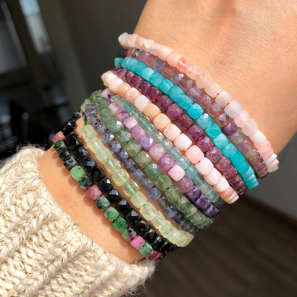 Natural Pink Opal Morganite Amazonite Prehnites Charoite Rubys Kyanite Stone Beads For DIY Jewelry Making Bracelet 15&#39;&#39;Inches - KiwisLove