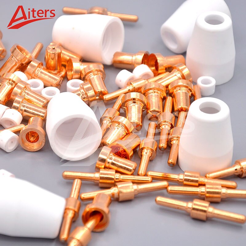 PT31 100PCS Consumables Nozzle and Electrode Ceramic Shield Nozzle Cup and Gas Swirl Ring for Plasma CUT 40 - KiwisLove