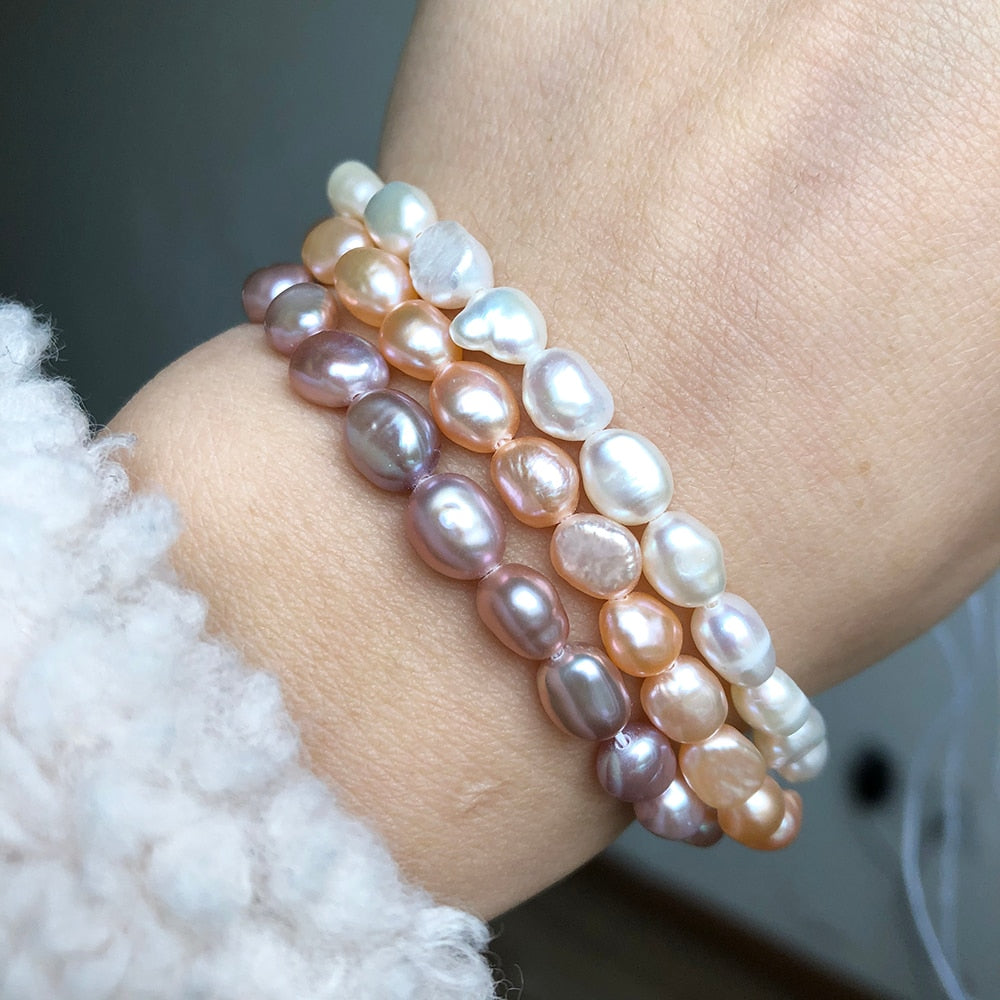 Natural Irregular Pearl Beads White Pink Freshwater Pearls Beads For DIY Women Handmade Bracelet Charms Accessories 15''inches - KiwisLove