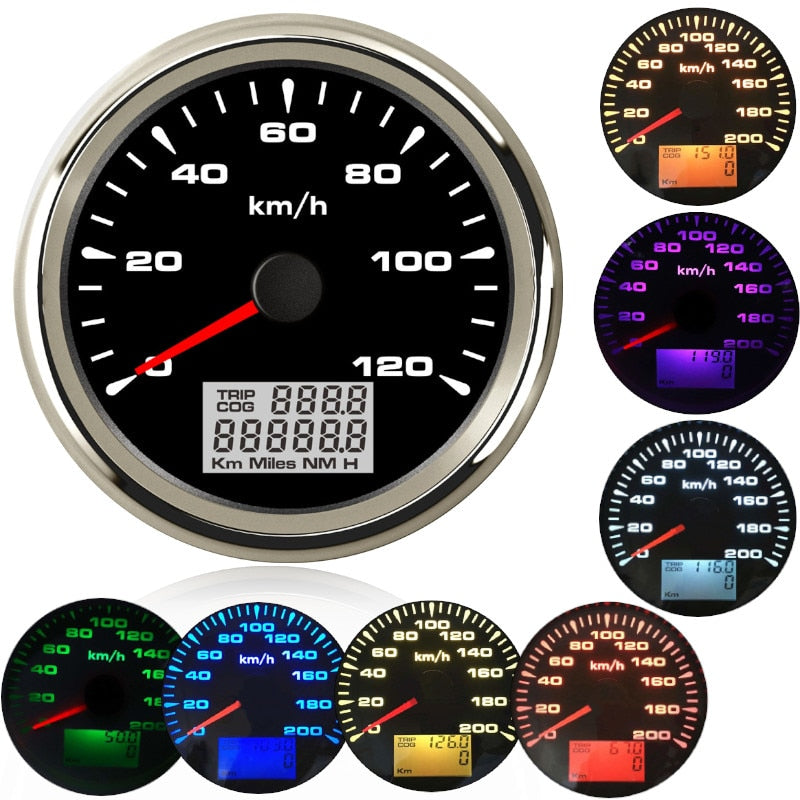 85mm boat car gps speedometer Car Marine Boat GPS Speed Odometers LCD Display Gauge 9~32V with 7colors Backlight for BMW e60 e46 - KiwisLove