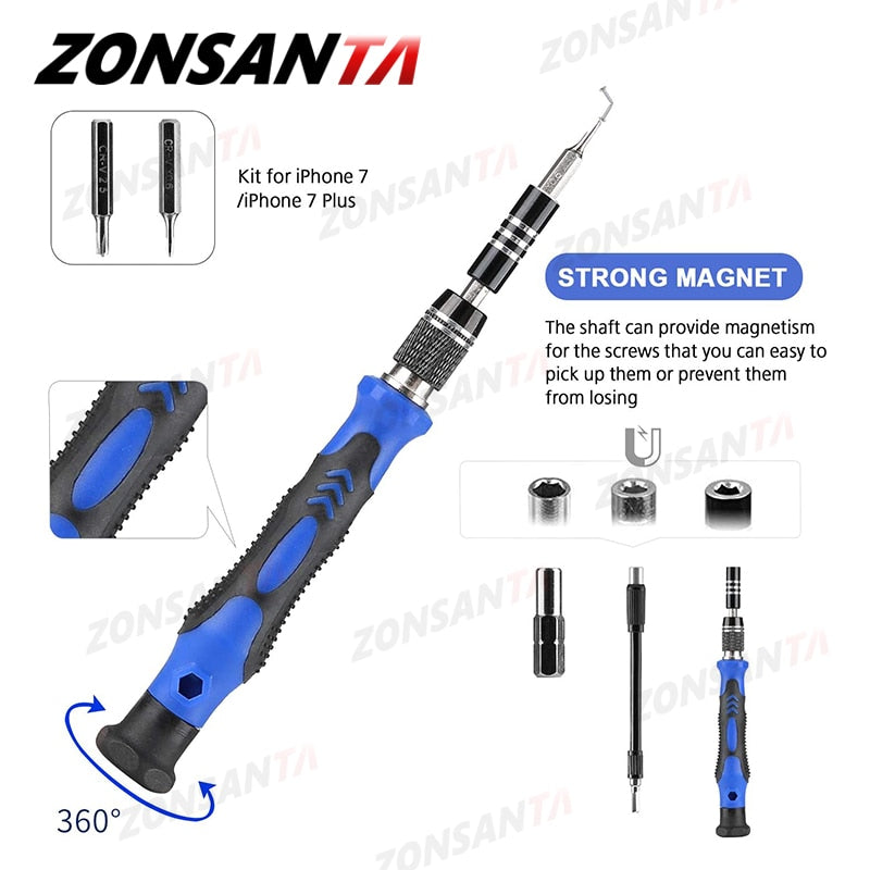 ZONSANTA 60 in 1 Magnetic Screwdriver Set Precision Screw Driver Multi-function Precision Mobile Phone Repair Device PC Camera - KiwisLove