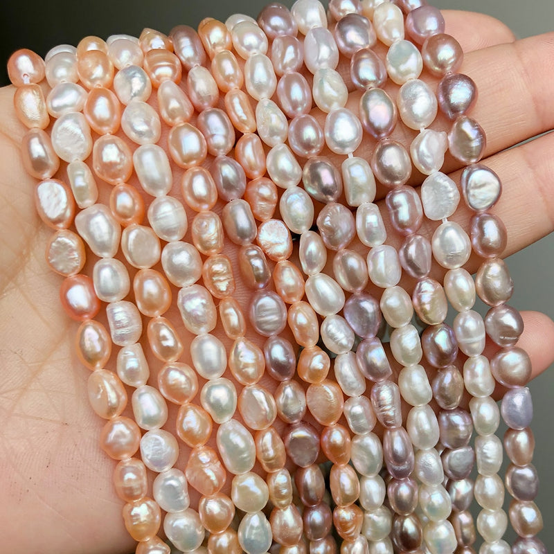 Natural Irregular Pearl Beads White Pink Freshwater Pearls Beads For DIY Women Handmade Bracelet Charms Accessories 15&#39;&#39;inches