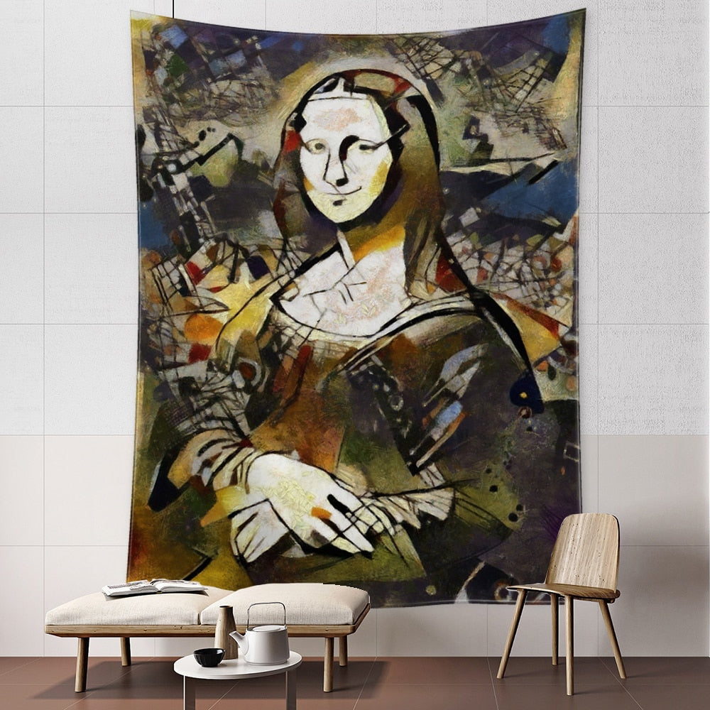 Mona Lisa Graffiti Tapestry Wall Hanging Boho Style Psychedelic Witchcraft Hippie Tapiz Bedroom Art Home Decor - KiwisLove