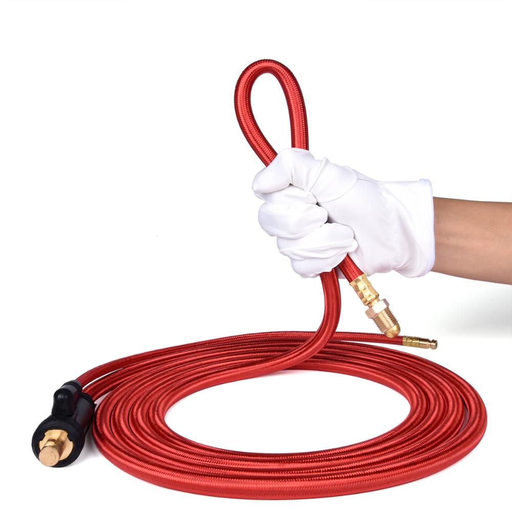 4M/7.8M WP26 Quick Connect TIG Welding Torch Gas-Electric Integrated Red Hose Cable Wires 35-50 Euro Connector 13.12FT - KiwisLove
