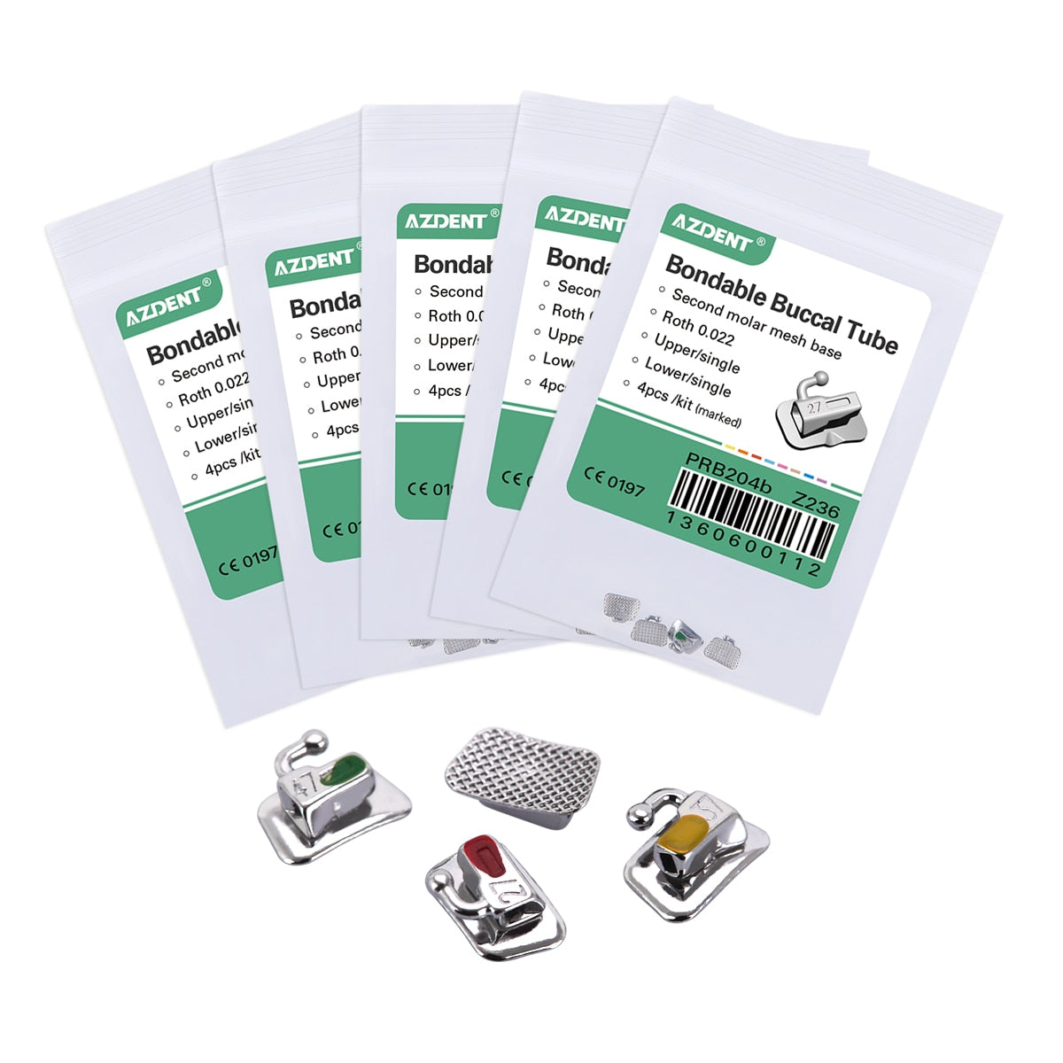 20Pcs=5Pack AZDENT 2nd Molar Bondable Non-convertible Single Roth/MBT/Edgewise 022/018 Buccal Tube - KiwisLove