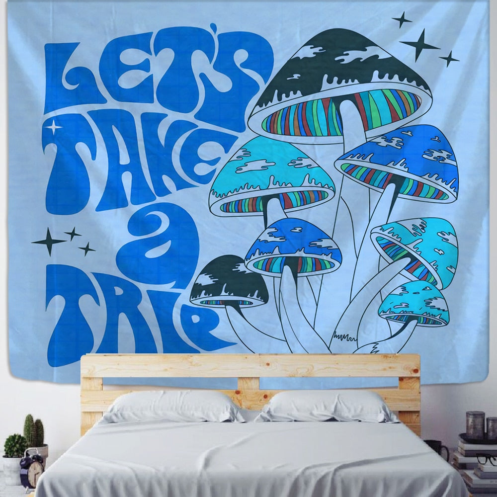 Psychedelic Mushroom Tapestry Wall Hanging Aesthetic Witchcraft Bohemian TAPIZ Girls Dormitory Home Room Decor - KiwisLove