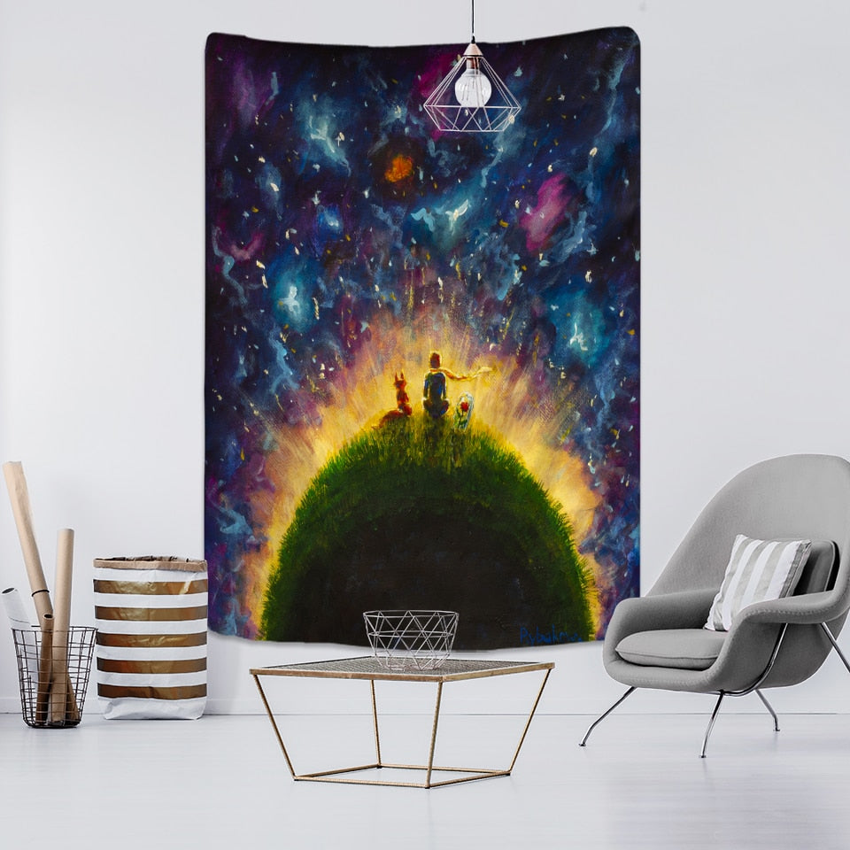 Cartoon Character Starry Sky Tapestry Wall Hanging Astronaut Psychedelic Witchcraft Dormitory Hippie Tapiz Home Decor - KiwisLove