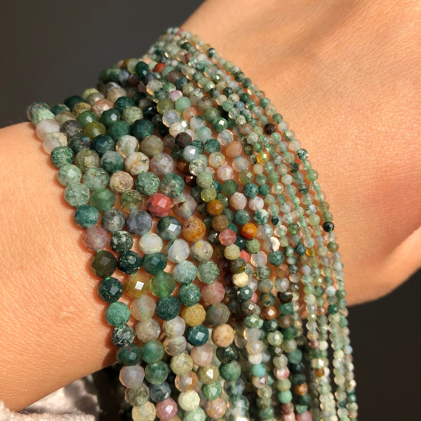 Natural Faceted India Agates Stone Beads Round Loose Spacer Beads for Jewelry Making DIY Bracelet Accessories 15&#39;&#39;Inches 2 3 4mm - KiwisLove