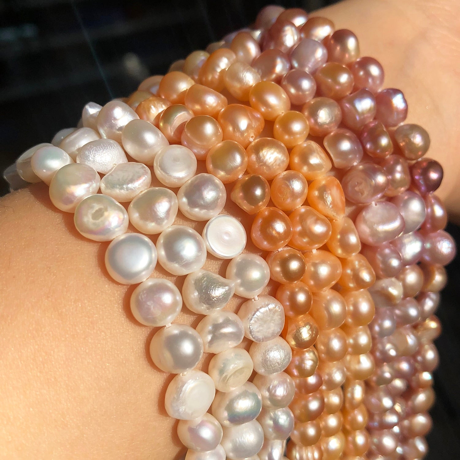 Natural Freshwater Pearl White Pink Purple Irregular Pearls Punch Beads for DIY Craft Bracelet Necklace Jewelry Making 15'' - KiwisLove