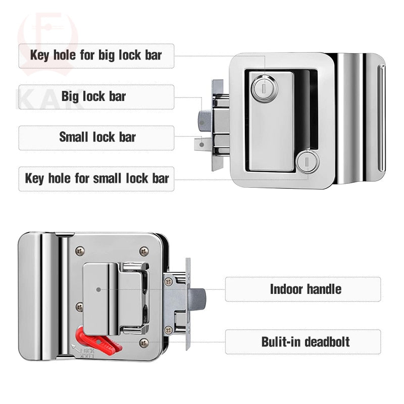 KAK RV Trailer Camper Entry Door Lock Handle Zinc Alloy Security RV Door Lock Replacement with Deadbolt Computer Key Door Handle - KiwisLove