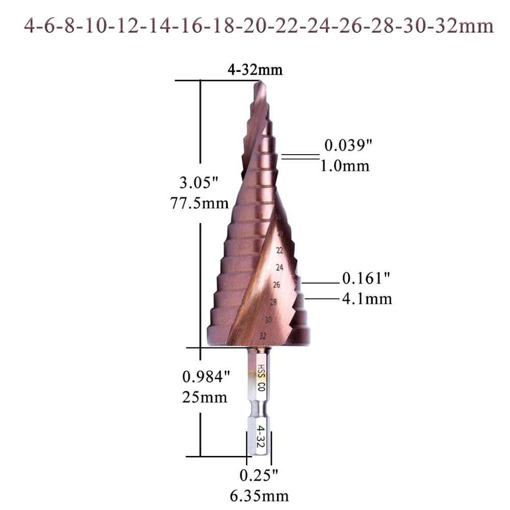 M35 5% Cobalt HSS Step Drill Bit HSS CO HSSCO High-Speed Steel Cone Hex Shank Metal Drill Bits Tool Set Hole Cutter For Stainles - KiwisLove