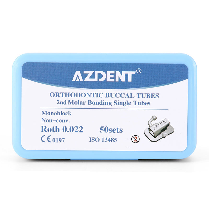 200Pcs=50Sets /BOX  Dental Buccal Tube AZDENT 1st/2nd Molar Bondable Monoblock Non-Convertible Single MBT/Roth 022/018 U/1L/1 - KiwisLove