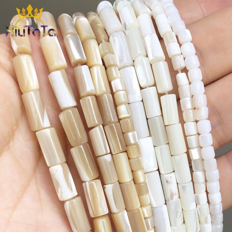 Natural  Trochus Top Shell Stone Beads Cylinder Shape Loose Bead For Jewelry DIY Making Bracelet Earring 15&quot; 3.5*3.5/4*8/5*10mm - KiwisLove
