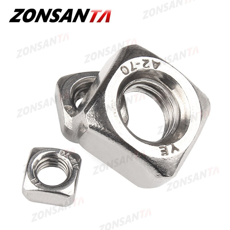 ZONSANTA Square Nuts M3 M4 M5 M6 M8 M10 M12 A2 304 Stainless Steel Din557 - KiwisLove