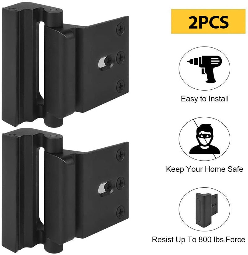 KAK Home Security Door Lock Childproof Door Reinforcement Lock with 3" Stop Withstand 800 lbs Upgrade Lock Defender Hardware - KiwisLove