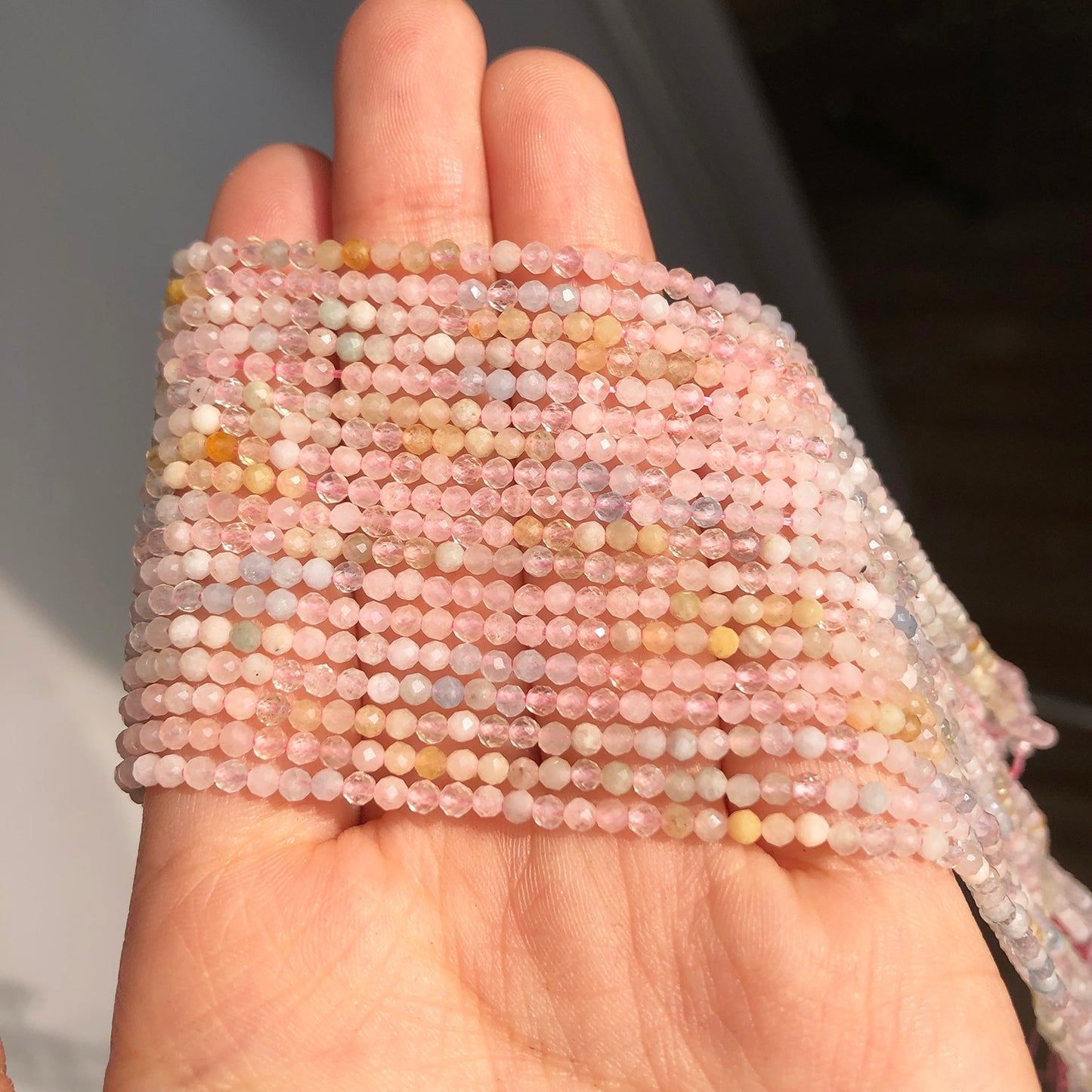 2mm Faceted Colorful Morganite Stone Beads Natural Loose Round Spacer Beads for Jewelry DIY Making Bracelet Earrings Accessories - KiwisLove