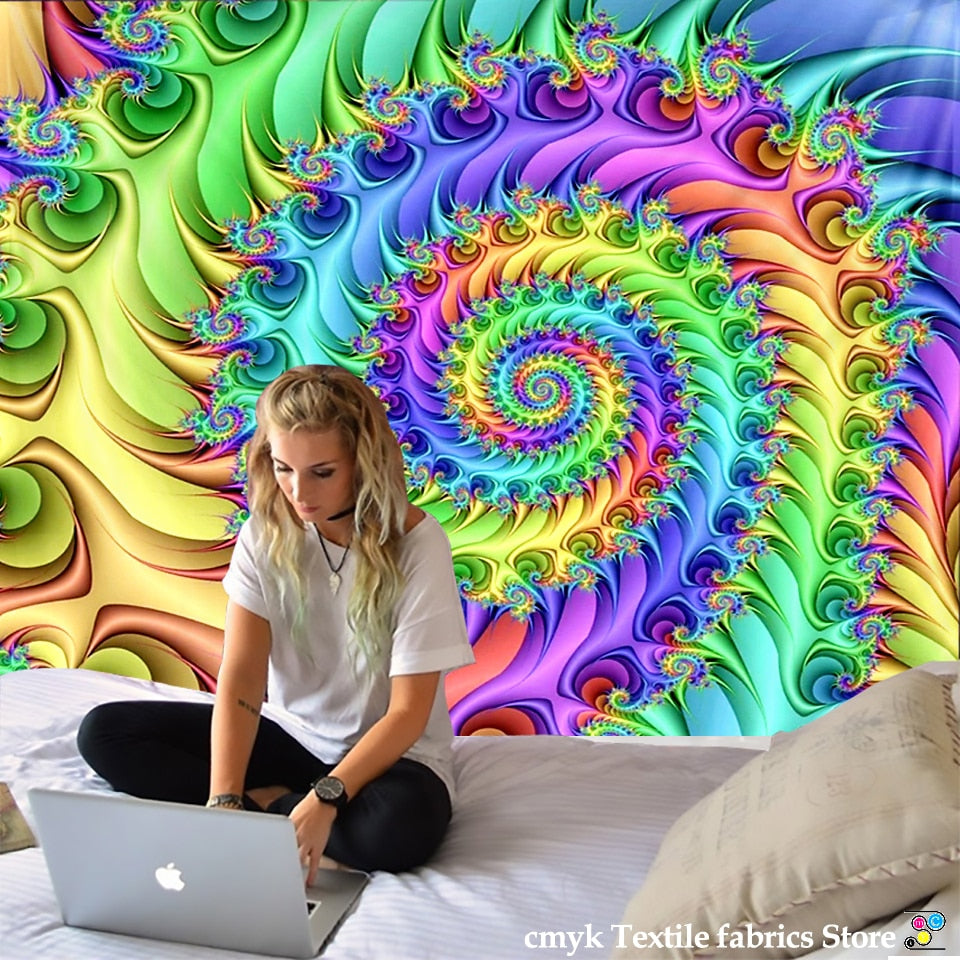 Psychedelic India Mandala Tapestry Wall Hanging Boho Decor Wall Cloth Tapestries Hippie Tapestry Mandala Wall Carpet - KiwisLove