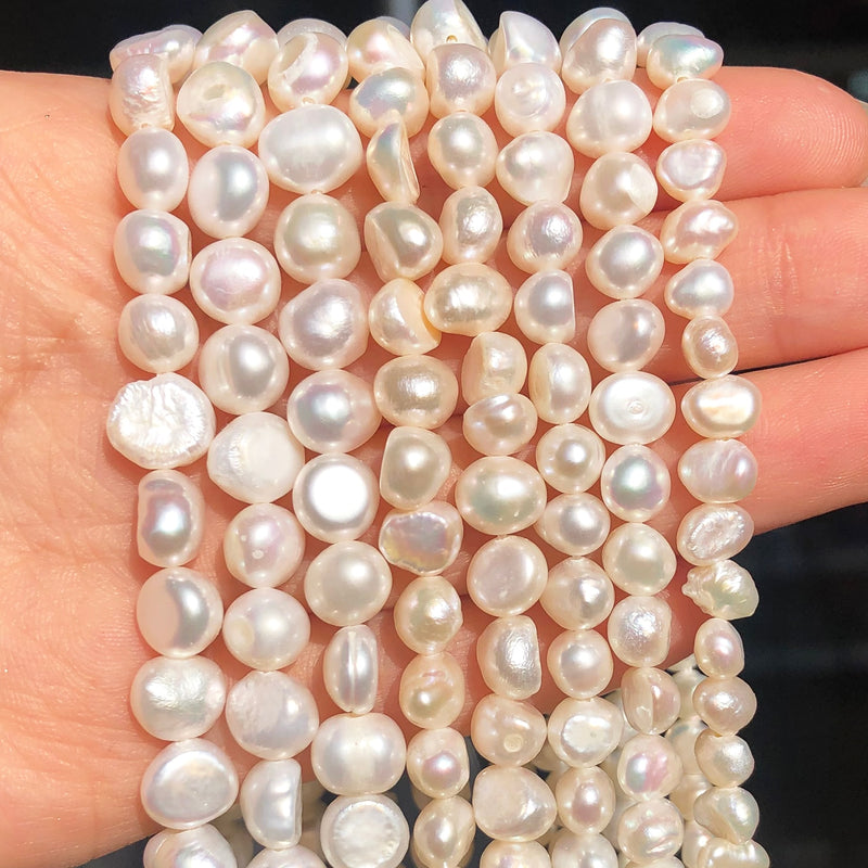 4-8mm Fine Natural Pearl Beads White Freshwater Pearl Punch Beads for DIY Craft Bracelet Necklace Jewelry Making 15&#39;&#39;inches